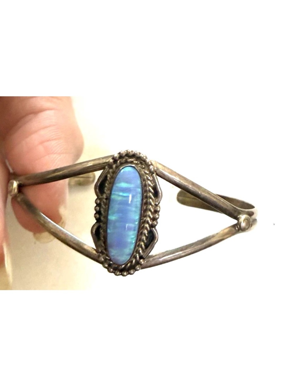 Lovely Fire OPAL  & Sterling Cuff Bracelet